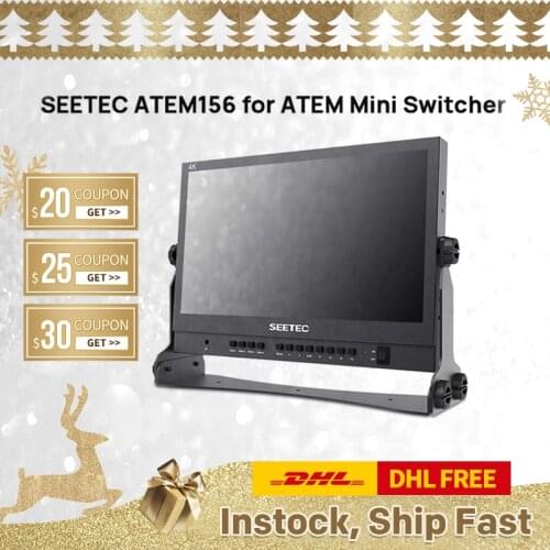 SEETEC ATEM156 15.6 Inch Live Streaming Broadcast Director Monitor with 4 Input Output Quad Split Display for ATEM Mini