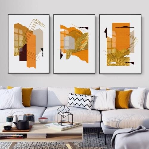 Modern Minimalist Style Living Room Home Decoration Bedroom Abstract Yellow Orange Porch Corridor Frameless Printing Paintings