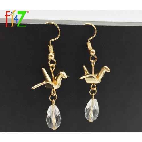 F.J4Z New Women Earrings Fashion Lovely Origami Earring Faux Pearl Crystal Stars Charms Jewelry boucle d'oreille femme 2018