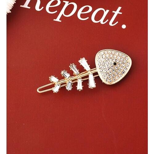 Simulated Crystal Barrettes Cute Fish Women Hair Clip Hairgrips Metal Lovely Hair Accessories Girls Jewelry Fashion Hair Pins