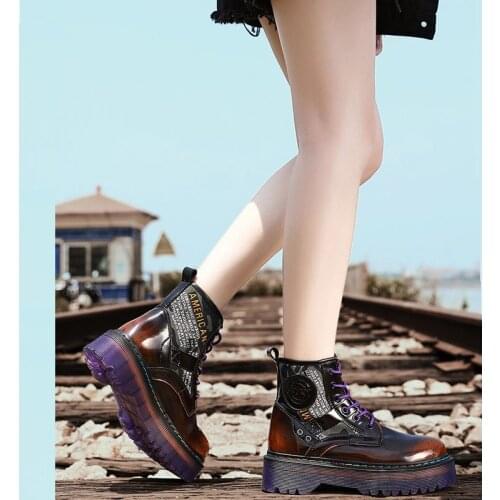 Womens Winter Boots Fashion Casual Couples Martin Boots Brown Plus-size High Womens Boots Platform Shoes For Women 2021 Woman