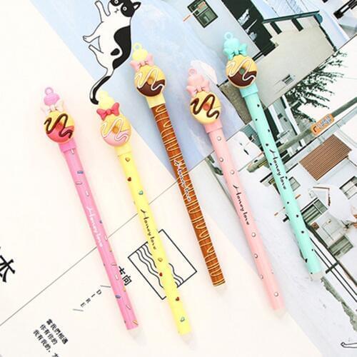 1 Pcs Kawaii Chocolate Donut Bow Erasable Gel Pen 0.5mm Tip Blue Refill Magic Pens Student Stationery Writing Pen Wholesale