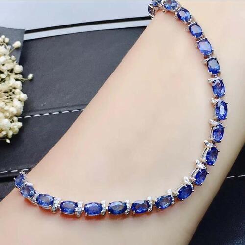 100% Natural And Real sapphire bangle Bracelet Solid S925 Sterling Silver For Women Color Gem Stone Rings Fine Jewelry