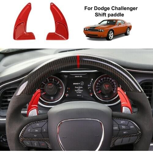 2PCS Red Steering Wheel Shifter Paddle Cover Trim Stylish Car Accessory For Dodge Challenger Charger 2015-2020