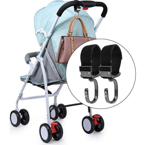 2Pcs Stroller Accessory 360 Degree Rotation Aluminum Baby Stroller Hook With Hook Loop Fastener Baby Stroller Accessories