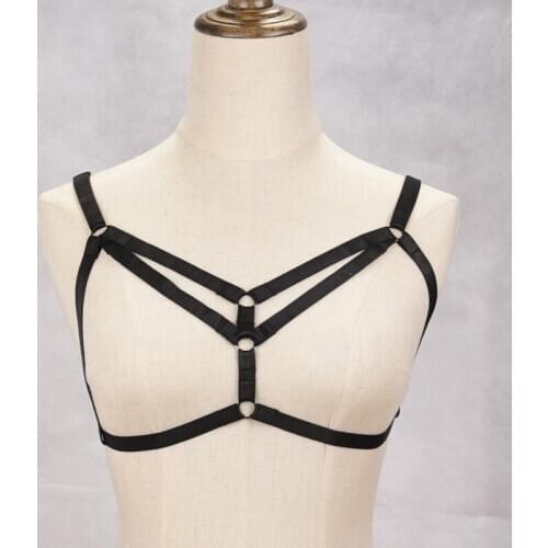 2016 New Products BDSM Body Cage Bra Goth Harajuku Harness Belt Around Neck Criss Cross Bondage Lingerie 90s Fetish Wear