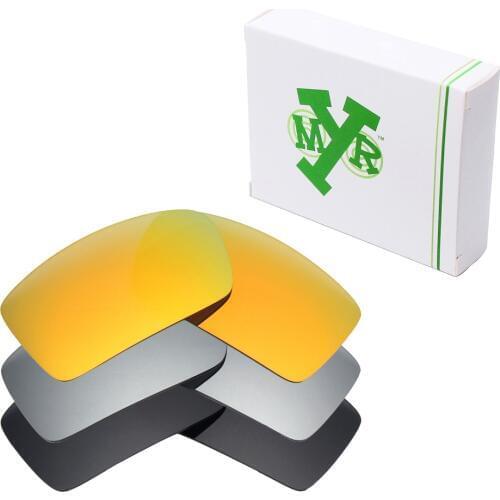 3 Pairs Mryok Anti-Scratch POLARIZED Replacement Lenses for Oakley Gascan Sunglasses Stealth Black& Fire Red & Silver Titanium
