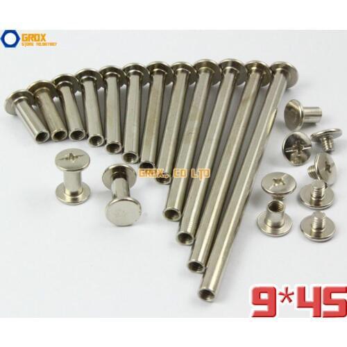 30 Pieces 9 x 45mm Nickel Plated Chicago Screw Stud Rivet Belt Strap Fastener (5mm Shank Diameter)