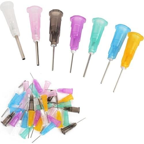 35PCS/SET Mixed Stainless Steel Dispensing Needles Syringe Tips For Liquid Dispenser Syringe 14 Gauge To 25 Gauge