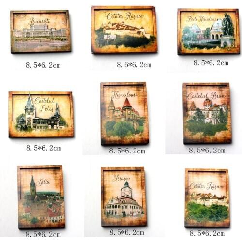 1PC 3D Cute Wood Romania Castle Fridge Magnets for Kids Home Decoration Ornaments Figurines Toys for Kids
