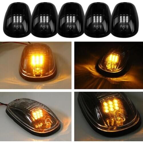 5pcs 9-LED Car Marker Lights for Dodge Ram 2500 Truck SUV Amber LED Cab Roof Marker Running Lights Auto Roof Doom Lamps