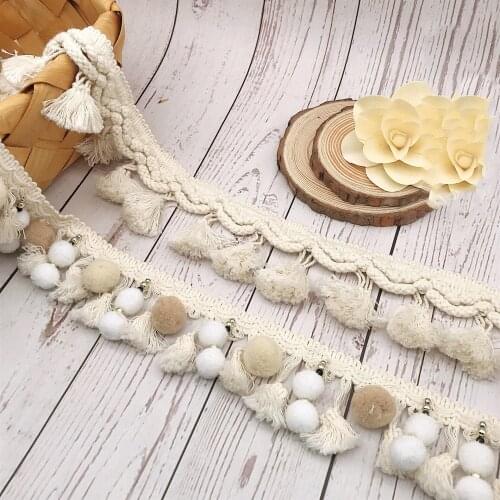 5 Yards Cotton Tassel Lace Webbing Fabric Beaded Fringe Trim Curtain Sofa Table Clothes Decoration Tassel DIY Sewing Accessories