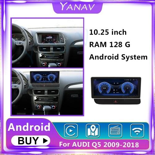 10.25 Inch Android Car Radio Head Unit for Audi Q5 2009-2018 High Version Auto Stereo Receiver Multimedia Player GPS Navigation