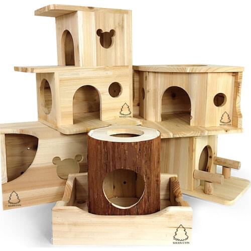 Safety Bamboo Nails Fir Nest Chinchilla Squirrel Small Animal Nest Golden Bear Wooden Hamster Nest Hamster Accessories