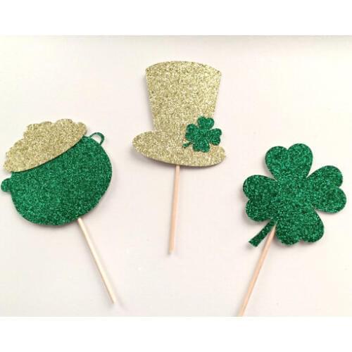 Glitter St Patricks Day Cupcake Toppers bachelorette Party wedding birthday baby bridal shower party toothpicks