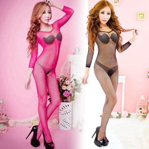 PlusSIZE fishNet Bodysuits Fantasy Sexy Sleeve Stocking Corset Lingerie Crotchless Erotic Underwear for Women Mesh tight appeal