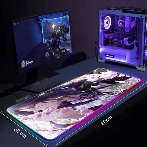 Reine des Fleurs Gaming Mouse Pad Large Anime Mousepad RGB Computer Mouse Pad Gamer Mause Pad LED Backlit Mat Keyboard Desk Mat
