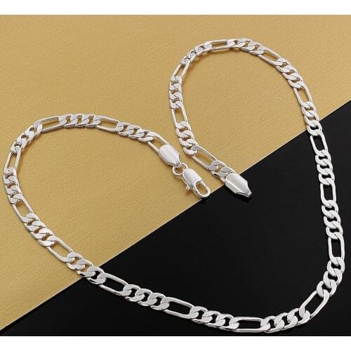 Hot sale 925 Sterling Silver Necklace Jewelry classic 20 inches 6MM mens Women chain necklace fashion Christmas gift