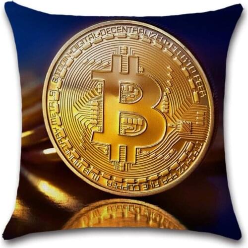 Bitcoin Art Print beige Cushion Cover Decoration Home Throw Sofa Chair Car Friend Office Seat Gift pillowcase