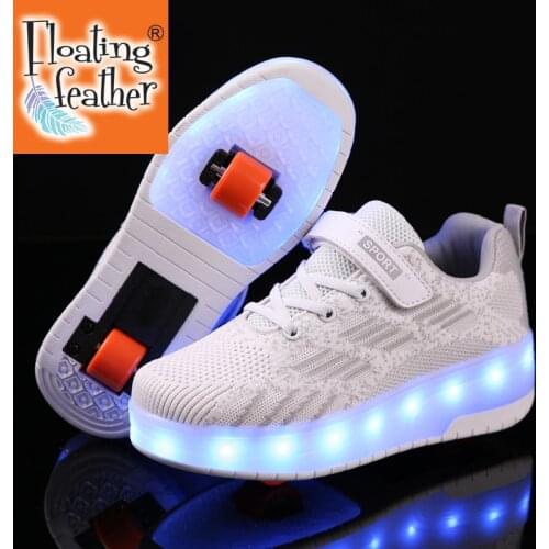 Children Roller Skate Casual Shoes USB Charging Boys Girl Automatic Jazzy LED Lighted Flashing Kids Glowing Sneakers with Wheels