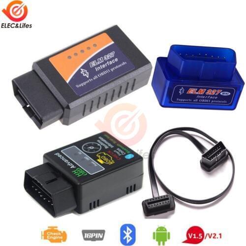 ELM327 V1.5 V2.1 OBD2 OBDII Bluetooth Auto Diagnostic scanner 12V Car motorcycle Code Reader OBD2 adapter 16Pin Extension Cable