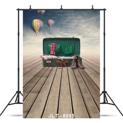 Hot Air Balloon Suitcase Vinyl Photographic Background For Portrait Children Baby New Born Backdrop Studio Booth Shoot Photocall
