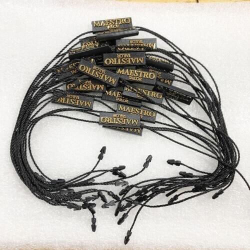 Custom plastic hang tag string with brand name logo for garment /Hang tag string