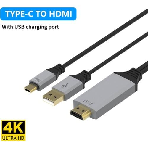 Type C 4K 60Hz Cable USB-C to HDMI-compatible Cable 1.8m 180cm USB C 3.1 Adapter Thunderbolt Cord For New Laptop Mac