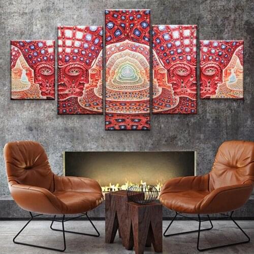 Canvas Painting Wall Art Modular HD Prints 5 Pieces Psychedelic Face Pictures Poster Home Decor Frame Minimalist