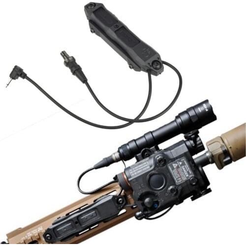 Tactical Airsoft PEQ Augmented Remote Dual Pressure Double Switch Button for PEQ15 16A DBAL A2 Weapon light fits Keymod M-lok