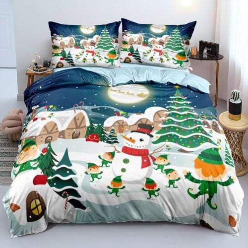 3D Duvet Cover Sets Bed Linen Comforter Cases and Pillow Covers Full Twin Super King Queen Size Design Snowman Bedding Sets