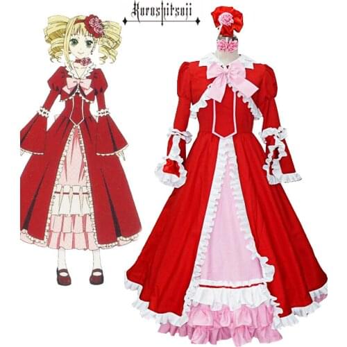 Black Butler Elizabeth Midford Liz Red Lolita Dress Cosplay Costume