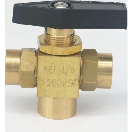 1/8" NPT Female L-Port Brass Ball Valve 1500 PSI Plumbing Propane Gauge