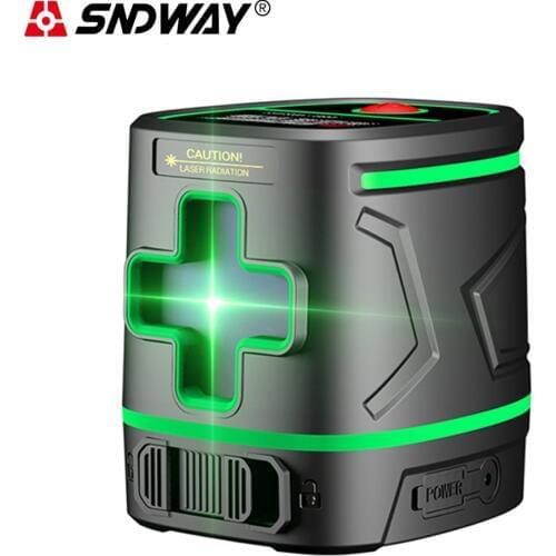SNDWAY Rechargeable Battery Laser Level Green Beam Self Leveling Vertical Horizontal 2 Cross Lines Laser Nivel Measuring Tool