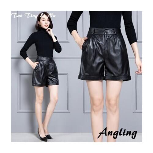Top brand Women New 2020 Real Genuine Sheep Leather Shorts KS68 high quality
