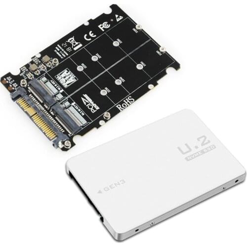M.2 SSD to U.2 Adapter 2in1 M.2 NVMe and SATA-Bus SSD to PCI-e U.2 SFF-8639 Adapter PCIe M2 Converter for Desktop