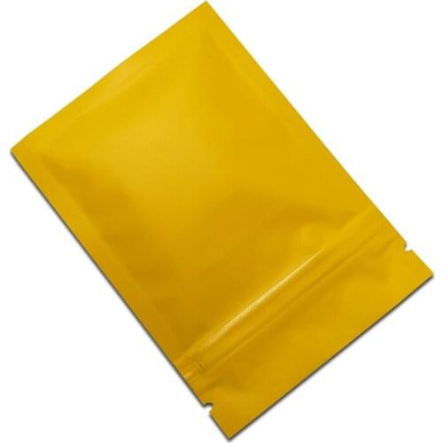 Matte Mango Yellow Color Reclosable Mylar Small Ziplock Bags Food Sample Powder Package Bag Smellproof Aluminum Foil Zipper Bag