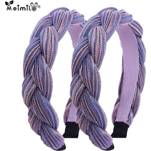 Fashion wild twist braid hair bands baby headband sweet girls cartoon twist braid bow scrunchie handmade cute hair accessories