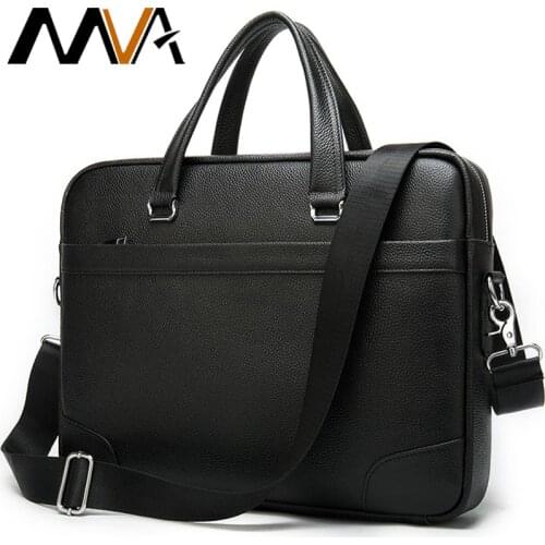 MVA Mens Bags Genuine Leather Laptop Bag For Men Business Briefcase For 14 inch Messenger Bag For Men Casual Shoulder Bags 9082