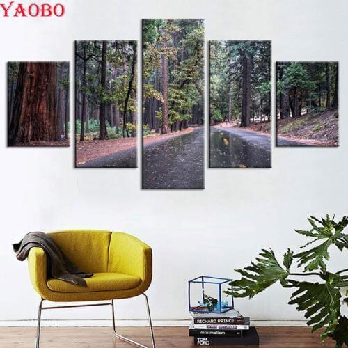 Diy 3d diamond painting Forest Landscape full square diamonds cross stitch picture mosaic diamond embroidery home decor 5 pcs