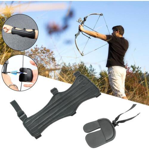 Bow and Arrow Arms Archery Fingers Shooting Protective Gear Recurve Bow Armguard Finger Set