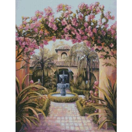 Beautiful Garden Scenery Cross Stitch Kits Oil Painting Crafts 14CT Unprinted For Embroidered Handmade Art Wall Home Decor