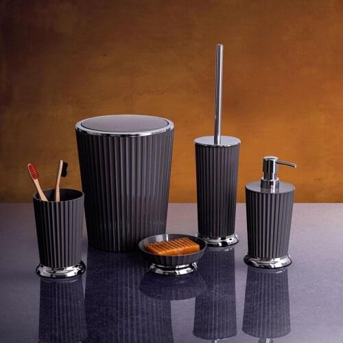 Plastic Toilet WC Bathroom Accessories Sets Liquid Soap Dispenser Toothbrush Holder Toilet Brush Trash Bin Organizer Decorative