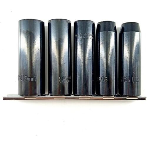 5 Pcs 1/2 Inch Drive Deep Impact Socket Set Heavy Duty CRV Steel Manganese Phosphate Surface
