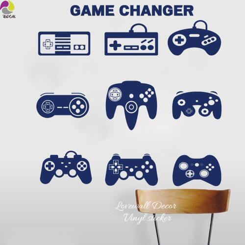 Gamer Wall Sticker Boy Room Video Game Controllers Wall Decal Bedroom Man Cave Birthday Gift Vinyl Home Decor Wall Art Mural