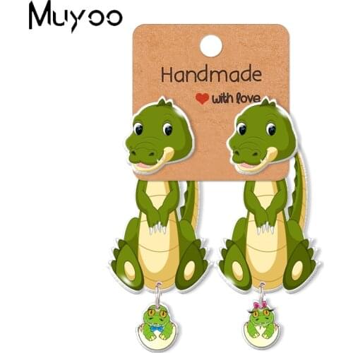 2021 New Cute Crocodile and Male and Female Eggs Acrylic Epoxys Resin Stud Earrings Handcraft Gifts