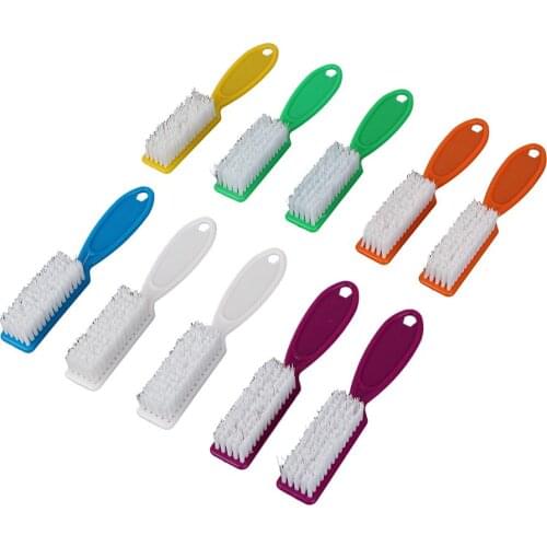 HOT SALES！！！New Arrival 10Pcs/Set Nail Art Dust Cleaning Bristle Brush Long Handle Manicure Scrub Tool