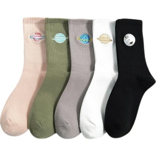 Autumn Cute Japanese Harajuku Woman Socks Planet Magic Array Embroidery Long Socks Korean Women Style Kawaii Girls Socks Gifts
