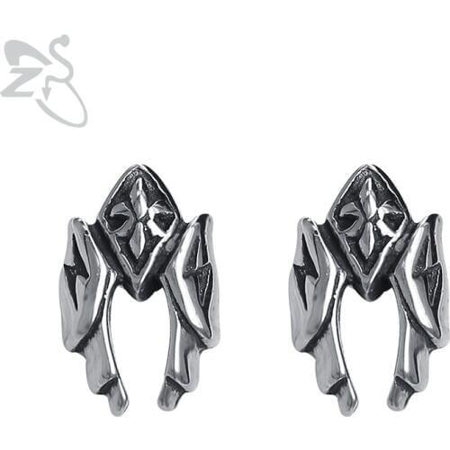 ZS Flash Monster Stud Earrings for Men Women 316L Stainless Steel Ear Piercing Jewelry Accessories Hip Hop Earing for Biker Boy