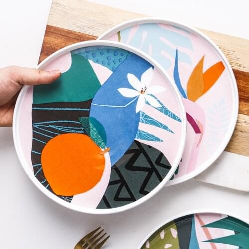 CHYIR Bone China Dinner Plate 9 Inch Salad Steak Tray Round Abstract Tableware Home Party Wedding Kitchen Decor Dinnerware
